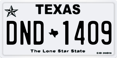 TX license plate DND1409