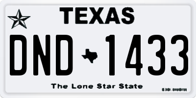 TX license plate DND1433