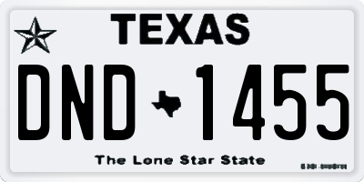 TX license plate DND1455