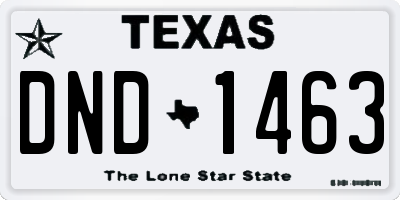 TX license plate DND1463
