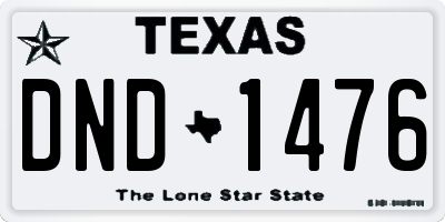 TX license plate DND1476