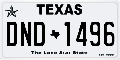 TX license plate DND1496