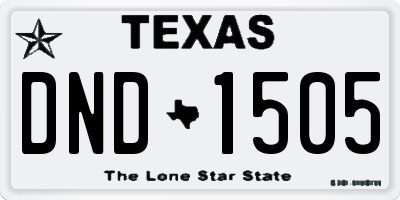 TX license plate DND1505