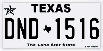 TX license plate DND1516