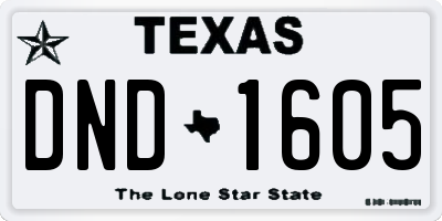 TX license plate DND1605