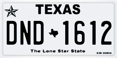 TX license plate DND1612