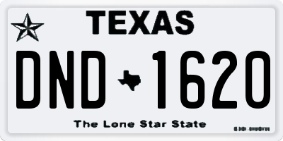 TX license plate DND1620