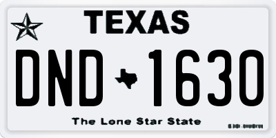 TX license plate DND1630