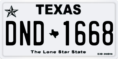 TX license plate DND1668