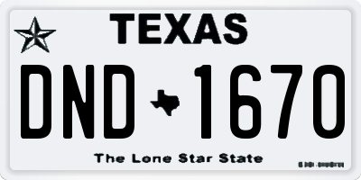 TX license plate DND1670