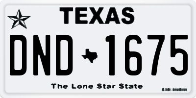 TX license plate DND1675