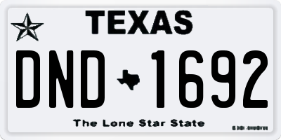 TX license plate DND1692