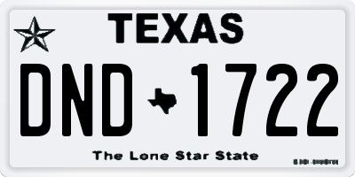 TX license plate DND1722