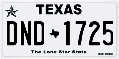 TX license plate DND1725