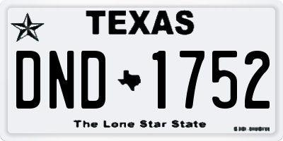 TX license plate DND1752