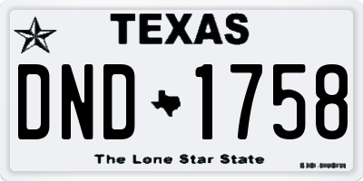 TX license plate DND1758