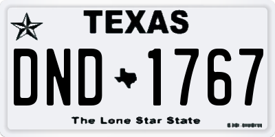 TX license plate DND1767