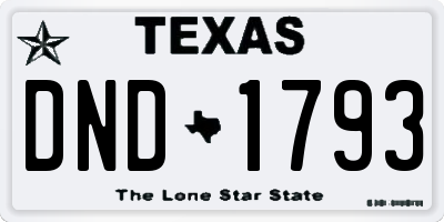 TX license plate DND1793