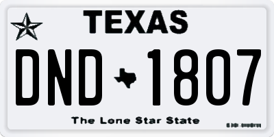 TX license plate DND1807