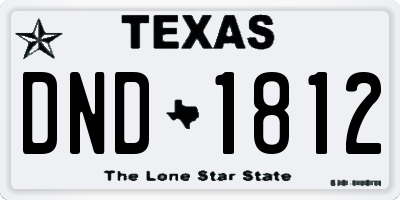 TX license plate DND1812