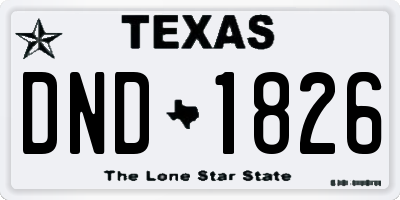 TX license plate DND1826