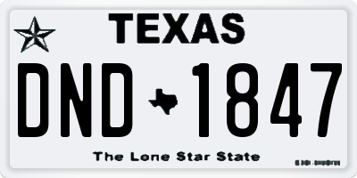 TX license plate DND1847