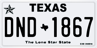TX license plate DND1867