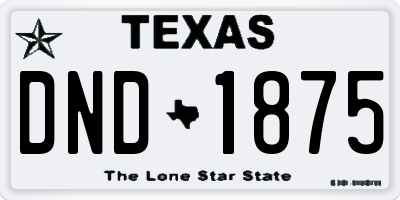 TX license plate DND1875
