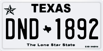 TX license plate DND1892
