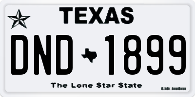 TX license plate DND1899