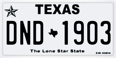 TX license plate DND1903