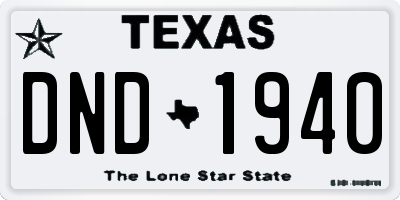 TX license plate DND1940