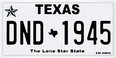 TX license plate DND1945
