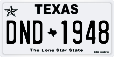 TX license plate DND1948