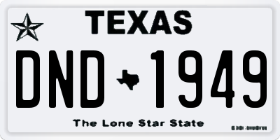 TX license plate DND1949