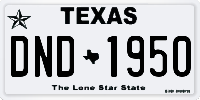 TX license plate DND1950