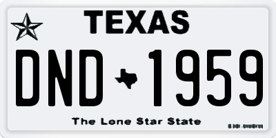 TX license plate DND1959