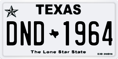 TX license plate DND1964