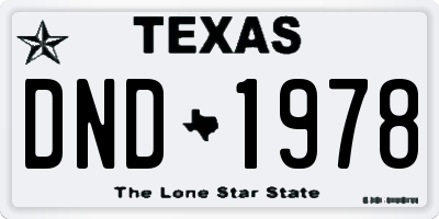 TX license plate DND1978