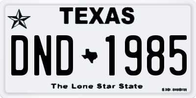 TX license plate DND1985