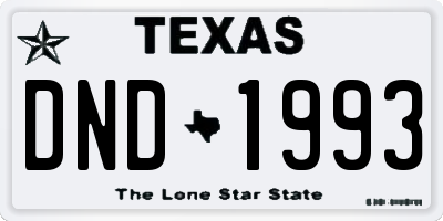 TX license plate DND1993