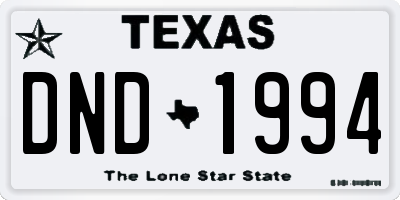 TX license plate DND1994