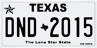 TX license plate DND2015