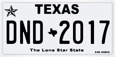 TX license plate DND2017