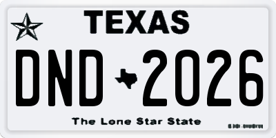 TX license plate DND2026