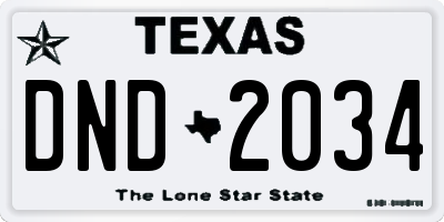 TX license plate DND2034