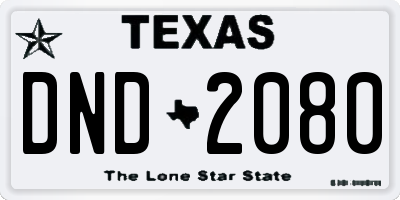 TX license plate DND2080