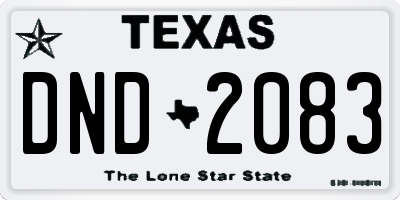 TX license plate DND2083