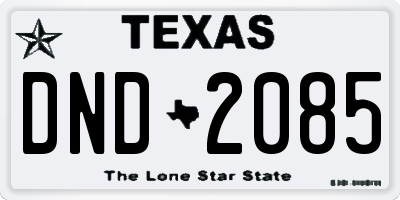 TX license plate DND2085