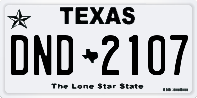 TX license plate DND2107